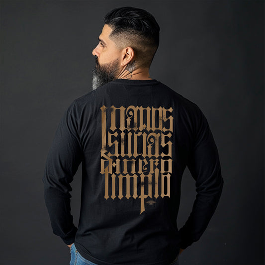 Stylish Letra Design On A Long Sleeve Performance Tee.